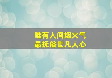 唯有人间烟火气最抚俗世凡人心