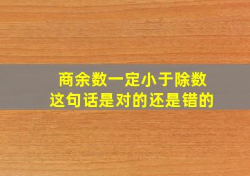 商余数一定小于除数这句话是对的还是错的