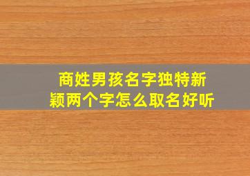 商姓男孩名字独特新颖两个字怎么取名好听