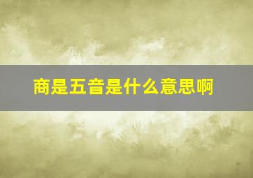 商是五音是什么意思啊