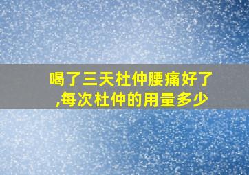 喝了三天杜仲腰痛好了,每次杜仲的用量多少