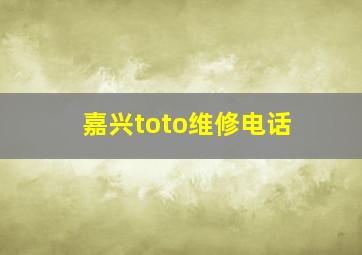 嘉兴toto维修电话