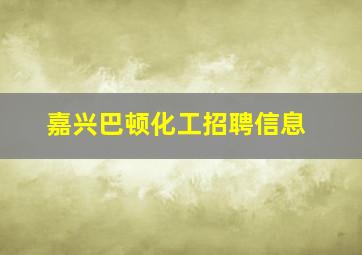 嘉兴巴顿化工招聘信息