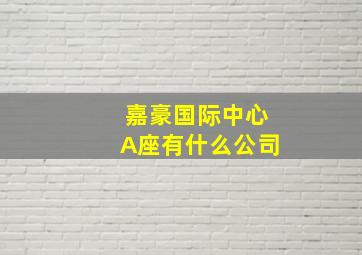 嘉豪国际中心A座有什么公司