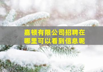 嘉顿有限公司招聘在哪里可以看到信息呢