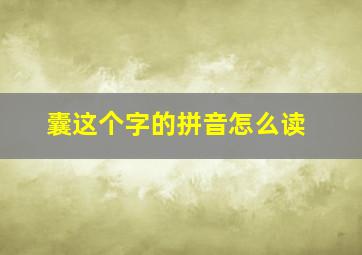 囊这个字的拼音怎么读