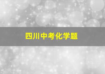 四川中考化学题