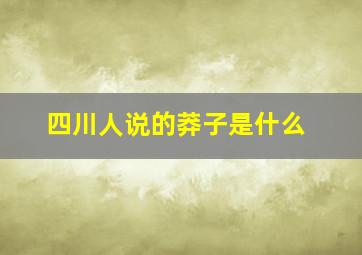 四川人说的莽子是什么