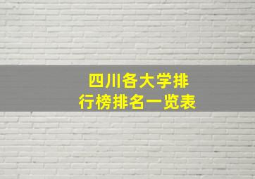 四川各大学排行榜排名一览表