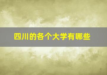 四川的各个大学有哪些