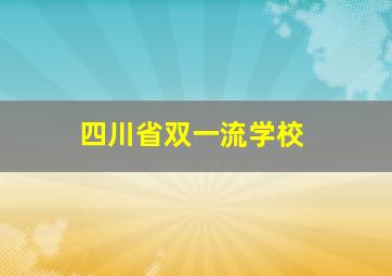 四川省双一流学校