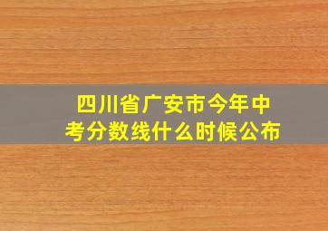 四川省广安市今年中考分数线什么时候公布