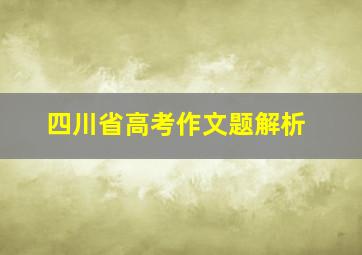 四川省高考作文题解析