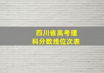 四川省高考理科分数线位次表