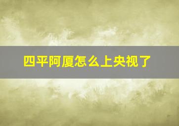 四平阿厦怎么上央视了