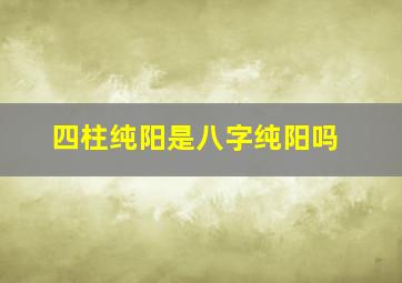 四柱纯阳是八字纯阳吗