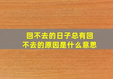 回不去的日子总有回不去的原因是什么意思