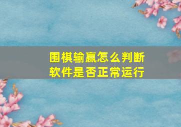 围棋输赢怎么判断软件是否正常运行