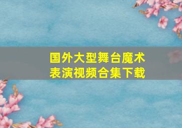 国外大型舞台魔术表演视频合集下载