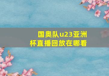 国奥队u23亚洲杯直播回放在哪看