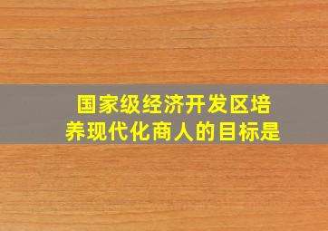 国家级经济开发区培养现代化商人的目标是