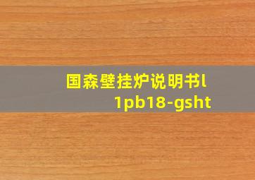 国森壁挂炉说明书l1pb18-gsht