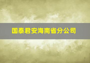 国泰君安海南省分公司