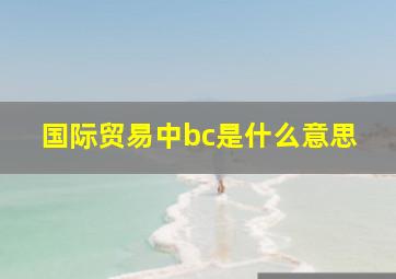 国际贸易中bc是什么意思