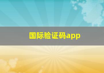 国际验证码app