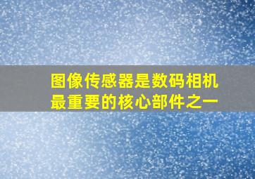 图像传感器是数码相机最重要的核心部件之一