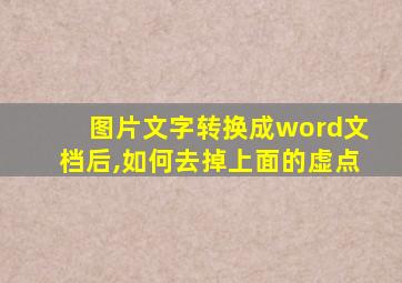 图片文字转换成word文档后,如何去掉上面的虚点