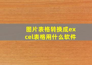 图片表格转换成excel表格用什么软件