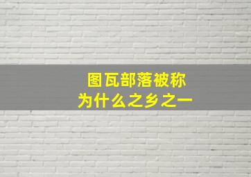 图瓦部落被称为什么之乡之一