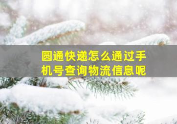 圆通快递怎么通过手机号查询物流信息呢