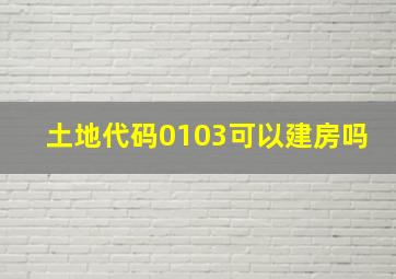 土地代码0103可以建房吗