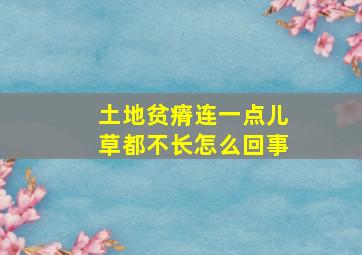 土地贫瘠连一点儿草都不长怎么回事