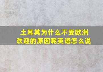 土耳其为什么不受欧洲欢迎的原因呢英语怎么说