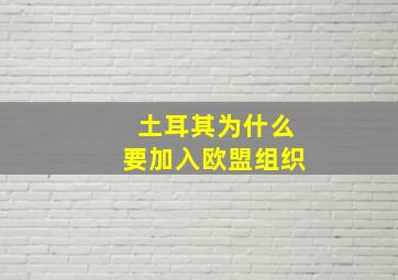 土耳其为什么要加入欧盟组织