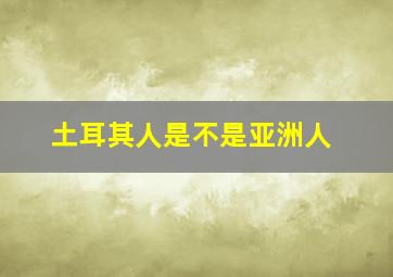 土耳其人是不是亚洲人