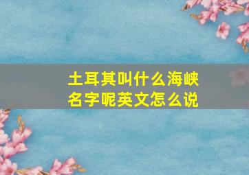 土耳其叫什么海峡名字呢英文怎么说