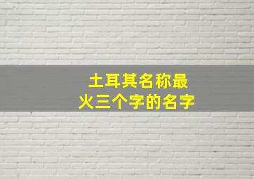 土耳其名称最火三个字的名字