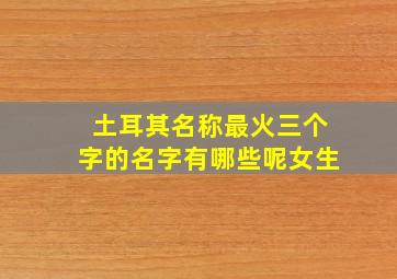 土耳其名称最火三个字的名字有哪些呢女生