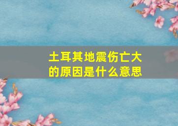 土耳其地震伤亡大的原因是什么意思