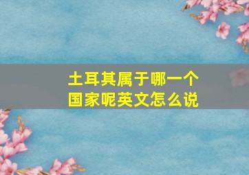 土耳其属于哪一个国家呢英文怎么说