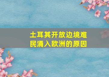 土耳其开放边境难民涌入欧洲的原因