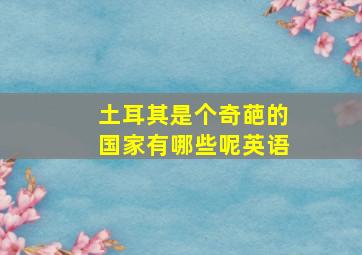 土耳其是个奇葩的国家有哪些呢英语