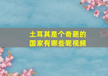 土耳其是个奇葩的国家有哪些呢视频