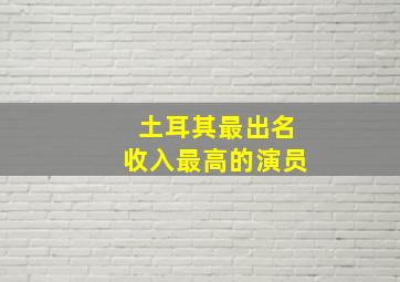 土耳其最出名收入最高的演员