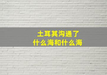 土耳其沟通了什么海和什么海