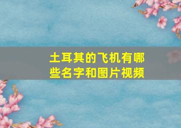 土耳其的飞机有哪些名字和图片视频